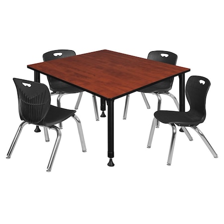 Regency Tables > Height Adjustable > Square Table & Chair Sets, 48 W, 48 L, 23-34 H, Cherry TB4848CHAPBK45BK